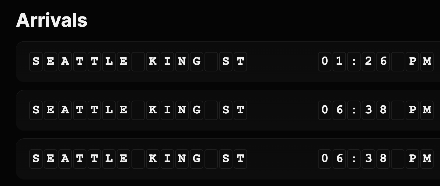 Late for the Train arrivals display